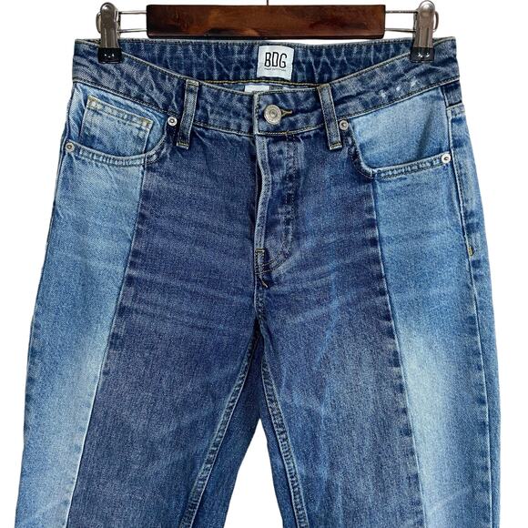 BDG Jessye Jeans Women's 26 High-Rise Straight Two-Tone Denim Raw Hem Button Fly - Picture 4 of 14